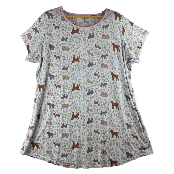 Ellen Degenerous Night Sleep Shirt Women's 2X Pajamas Dog Floral Print Soft Cozy - Picture 1 of 9